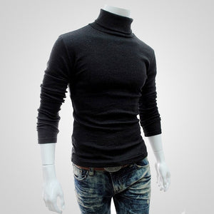 SHUJIN Spring Warm Turtleneck Sweater Men Fashion Solid Knitted Mens Sweaters 2018 Casual Male Double Collar Slim  Pullover