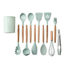 Load image into Gallery viewer, 12pcs Kitchen Utensil Set Silicone Cooking Tools Set Household Wooden Koken Gereedschap Met Opbergdoos Turner Tang Spatel Turner