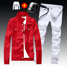 Load image into Gallery viewer, Spring Autumn Mens Slim Fit Denim Jacket Pants Long Sleeve Coat Casual 2pcs Set Buttons Front S2