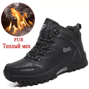 Brand Men Winter Snow Boots Warm Super Men High Quality Waterproof Leather Sneakers Outdoor Male Hiking Boots Work Shoes 39-47