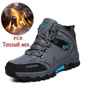 Brand Men Winter Snow Boots Warm Super Men High Quality Waterproof Leather Sneakers Outdoor Male Hiking Boots Work Shoes 39-47