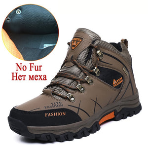 Brand Men Winter Snow Boots Warm Super Men High Quality Waterproof Leather Sneakers Outdoor Male Hiking Boots Work Shoes 39-47