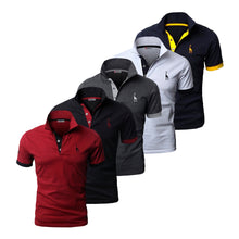 Load image into Gallery viewer, 5 Pcs Set Polo Men Solid Slim Fit Short Sleeve Patchwork Cotton Polo Shirt Men Fashion Streetwear