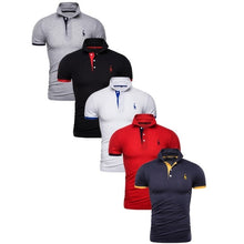 Load image into Gallery viewer, 5 Pcs Set Polo Men Solid Slim Fit Short Sleeve Patchwork Cotton Polo Shirt Men Fashion Streetwear