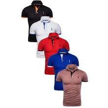 Load image into Gallery viewer, 5 Pcs Set Polo Men Solid Slim Fit Short Sleeve Patchwork Cotton Polo Shirt Men Fashion Streetwear