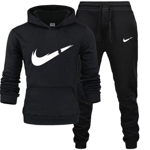 2019 BrandTrack suit Fashion Men Sportswear  Two Piece Sets All Cotton Thick hoodie+Pants Tracksuit Male Sets