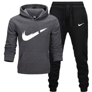 2019 BrandTrack suit Fashion Men Sportswear  Two Piece Sets All Cotton Thick hoodie+Pants Tracksuit Male Sets