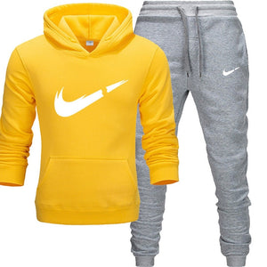 2019 BrandTrack suit Fashion Men Sportswear  Two Piece Sets All Cotton Thick hoodie+Pants Tracksuit Male Sets