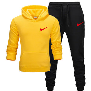 2019 BrandTrack suit Fashion Men Sportswear  Two Piece Sets All Cotton Thick hoodie+Pants Tracksuit Male Sets