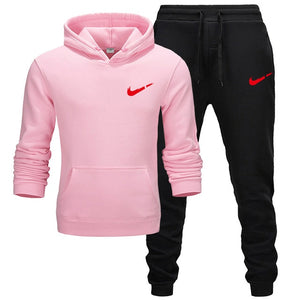 2019 BrandTrack suit Fashion Men Sportswear  Two Piece Sets All Cotton Thick hoodie+Pants Tracksuit Male Sets