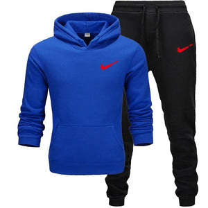 2019 BrandTrack suit Fashion Men Sportswear  Two Piece Sets All Cotton Thick hoodie+Pants Tracksuit Male Sets