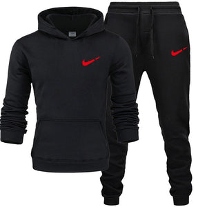 2019 BrandTrack suit Fashion Men Sportswear  Two Piece Sets All Cotton Thick hoodie+Pants Tracksuit Male Sets