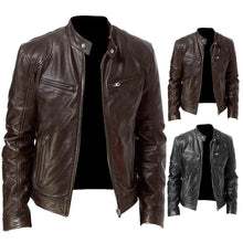 Load image into Gallery viewer, Autumn Men Fashion Motorcycle Leather Jacket fit Coat Casual Zipper jacket