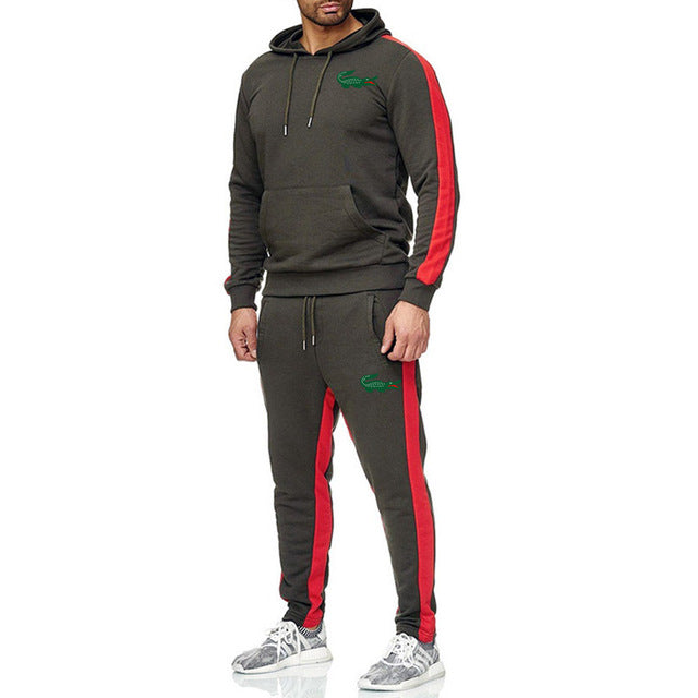 new Long Sleeve Hoodie Sweatshirt + sweatpants Sportswear crocodile men Suit fleece Autumn And Winter Trousers Sports Set Women