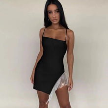 Load image into Gallery viewer, NewAsia 2 Layers Diamond Party Dress Women 2020 Summer Backless Tassel Hem Valentine Sexy Club Dress Elegant White Dress Mini