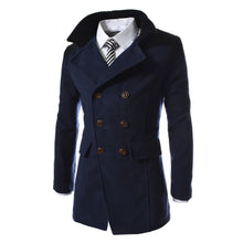 Load image into Gallery viewer, Men Jacket Warm Winter Trench Long Outwear Button Smart Overcoat