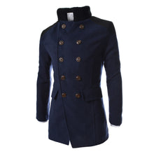 Load image into Gallery viewer, Men Jacket Warm Winter Trench Long Outwear Button Smart Overcoat