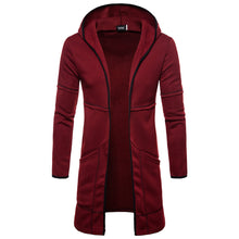 Load image into Gallery viewer, Fashion Mens Hooded Solid Trench Coat Jacket Cardigan Long Sleeve Outwear Blouse