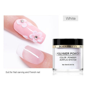 BORN PRETTY Pink White Clear Acrylic Powder 10ml Tip Extension French Nail Polymer Powder Acrylic Brush Crystal Glass Container