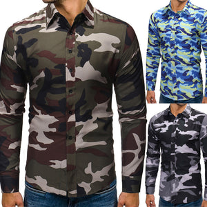 Men's Autumn Winter Camouflage Casual  Long Sleeve Shirt Top Blouse