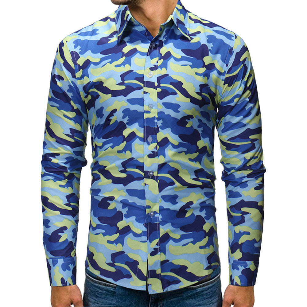 Men's Autumn Winter Camouflage Casual  Long Sleeve Shirt Top Blouse