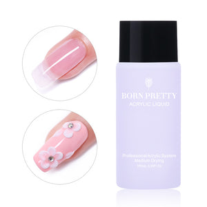 BORN PRETTY Pink White Clear Acrylic Powder 10ml Tip Extension French Nail Polymer Powder Acrylic Brush Crystal Glass Container