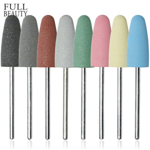 Full Beauty 1pcs 8 Different Grit Grinding Nail Buffer Drill Bit Silicone Rubber Milling Cutter Nail Art Machine Polished CHGJ03