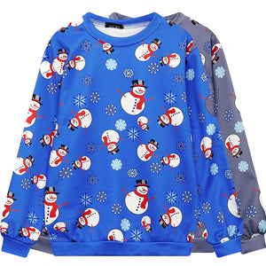 Women Men Autumn Winter 3D Christmas Print Long Sleeve O-Neck Sweatshirt Blouse