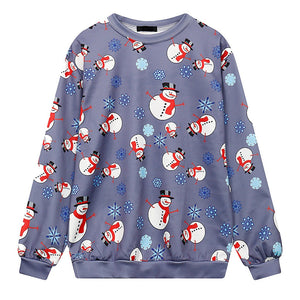 Women Men Autumn Winter 3D Christmas Print Long Sleeve O-Neck Sweatshirt Blouse