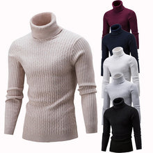 Load image into Gallery viewer, SHUJIN Spring Warm Turtleneck Sweater Men Fashion Solid Knitted Mens Sweaters 2018 Casual Male Double Collar Slim  Pullover