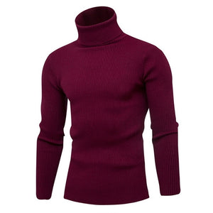 SHUJIN Spring Warm Turtleneck Sweater Men Fashion Solid Knitted Mens Sweaters 2018 Casual Male Double Collar Slim  Pullover