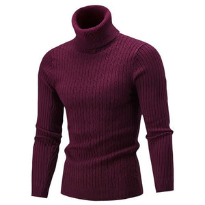 SHUJIN Spring Warm Turtleneck Sweater Men Fashion Solid Knitted Mens Sweaters 2018 Casual Male Double Collar Slim  Pullover