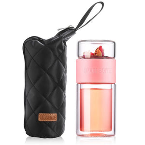 oneisall 200ml Glass Water Bottle With Bag High Borosilicate Double Tea Water Bottle Infuser Tumbler Drinkware Smart Bottles